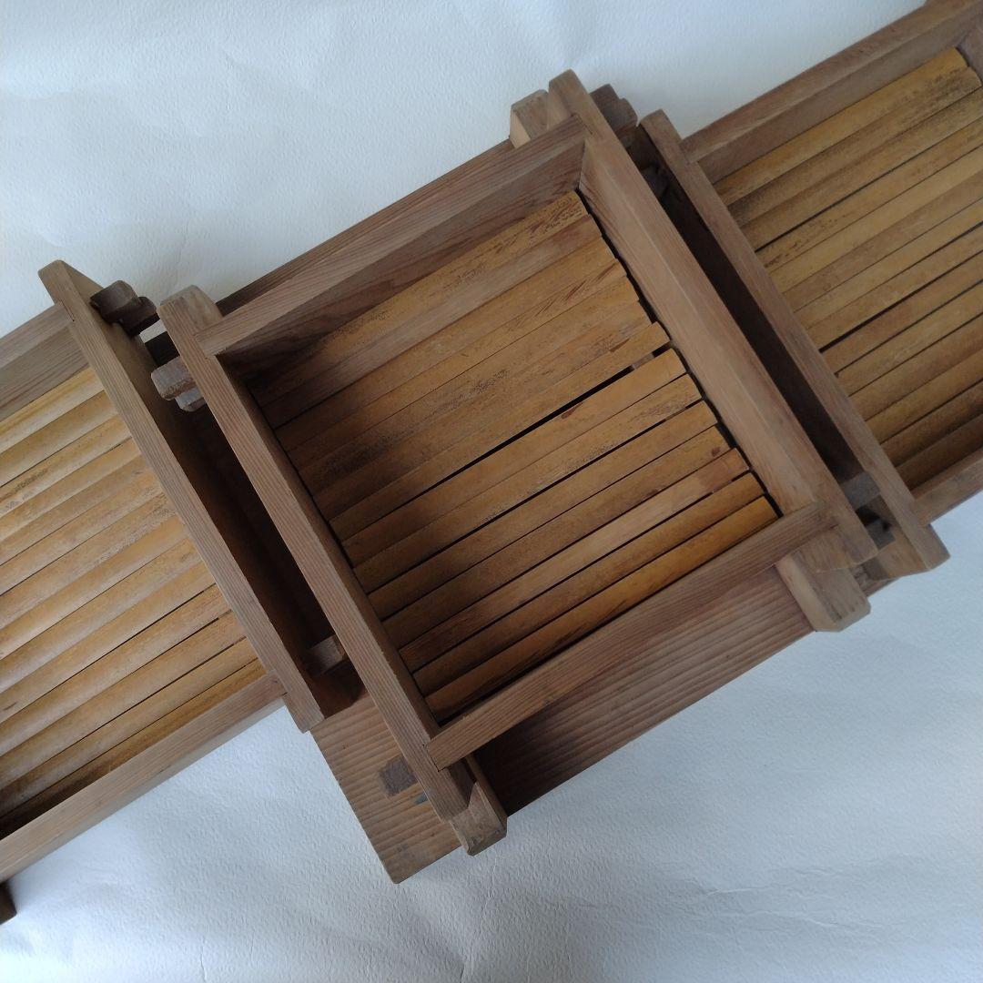 木製　角セイロ　蒸し器3段