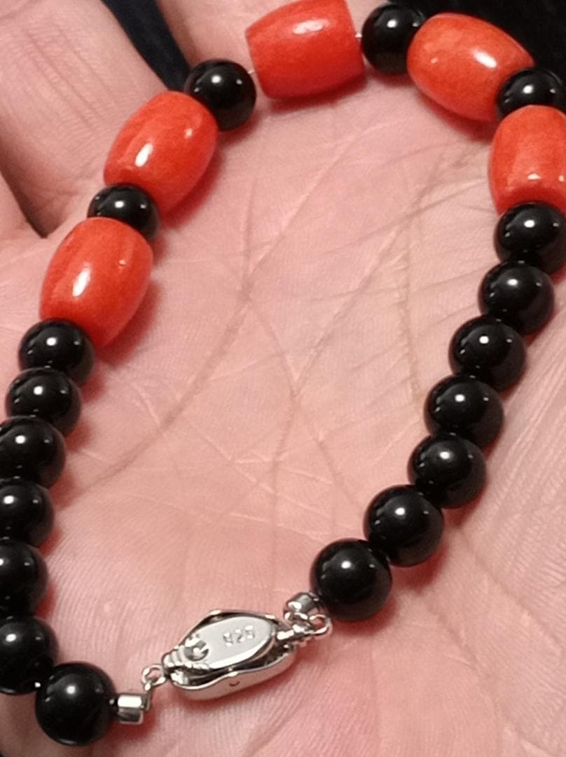 本日大特価‼️【新品】高級天然赤珊瑚天然黒珊瑚本珊瑚ブレスレット