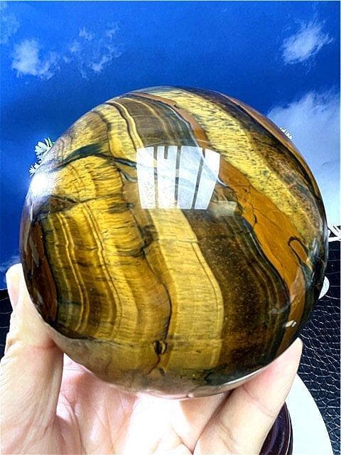 1750g AAA級金運UP天然タイガーアイ丸玉B89A1/303A15D