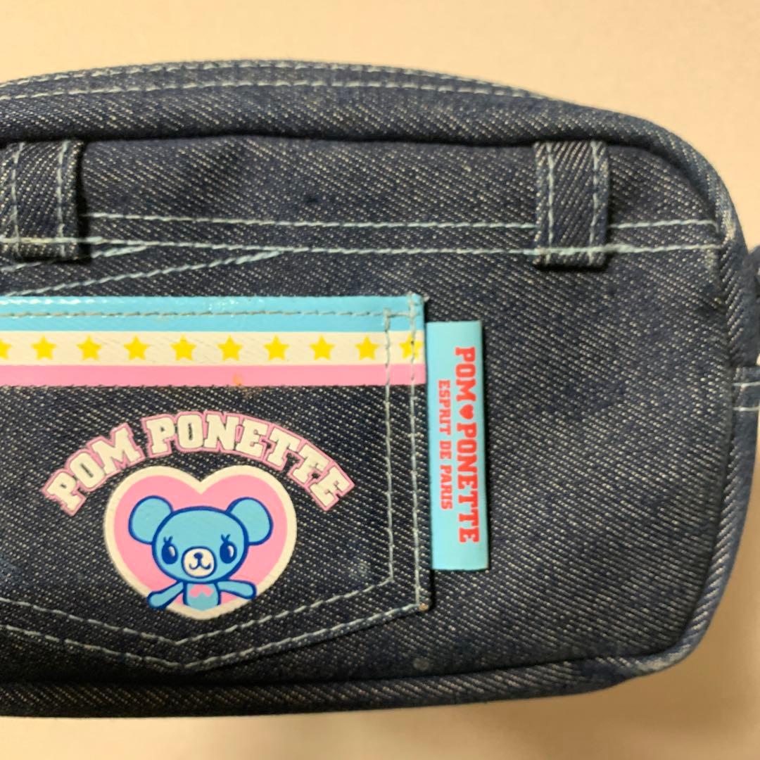 希少　ポンポネット　pom ponette デニムポーチ ミラー付き平成レトロ