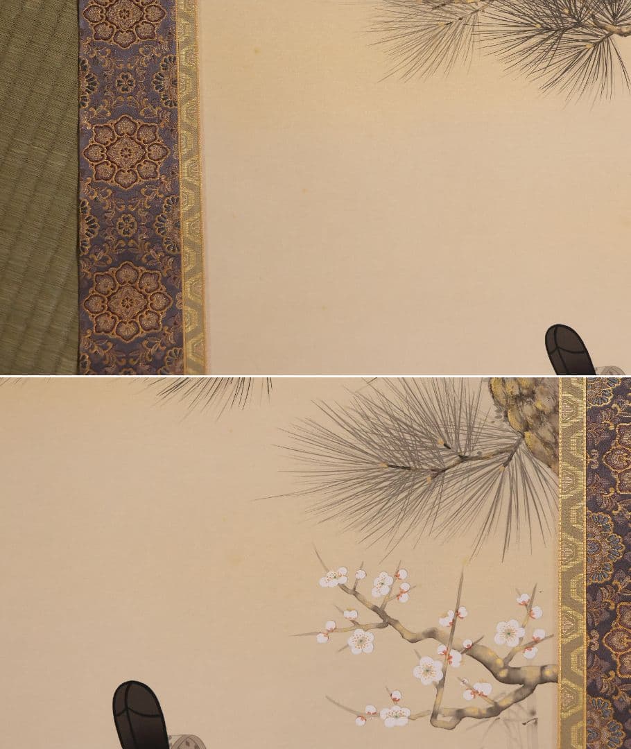 真作】日本画 井上富鳳 天神様 菅原道真公御像 絹本 掛軸 本金表装 CM286