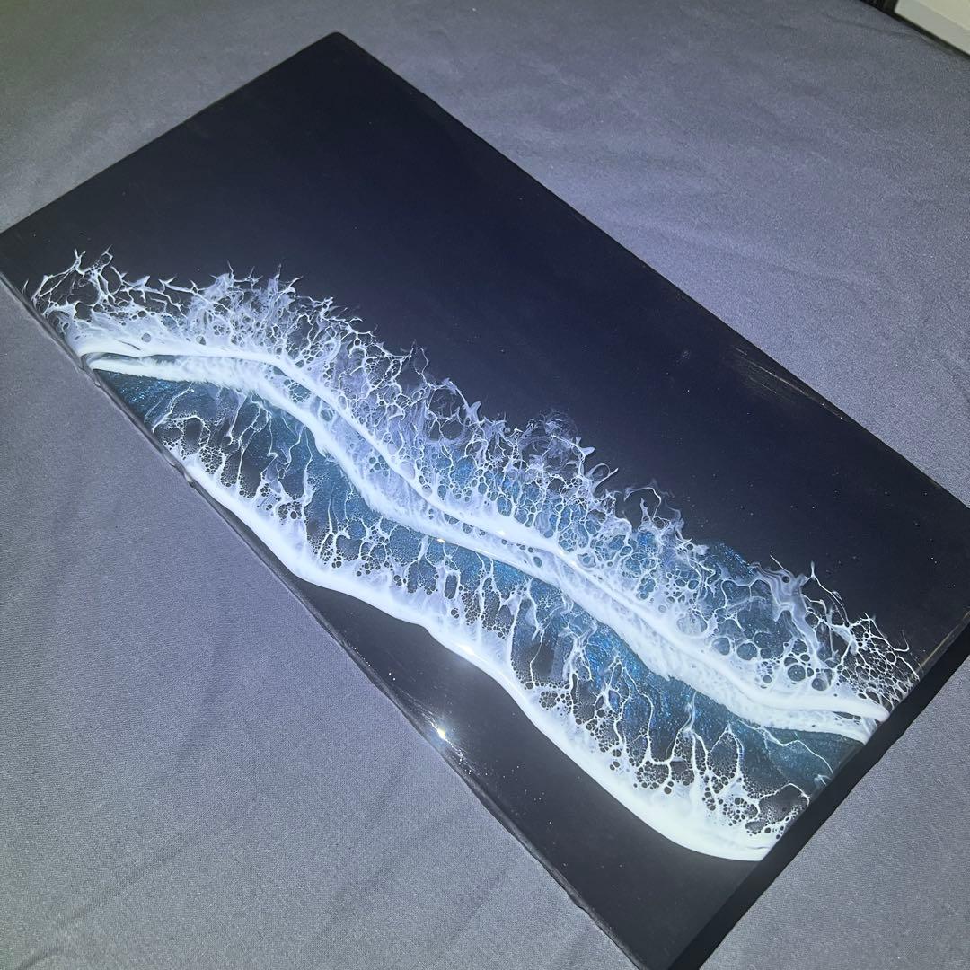 【レジンアート】モノクローム／夜光虫／蓄光／ワイドパネル