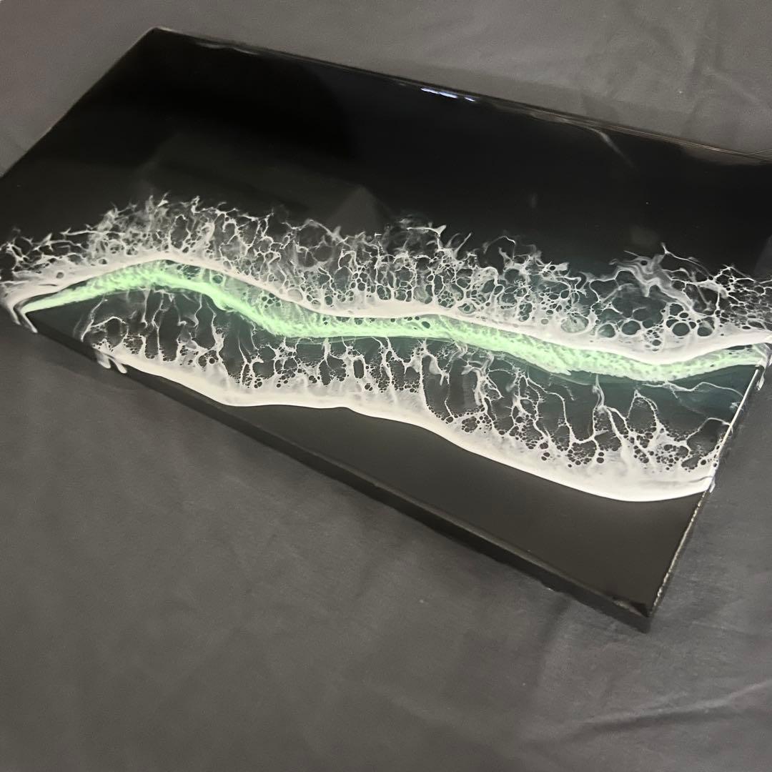 【レジンアート】モノクローム／夜光虫／蓄光／ワイドパネル