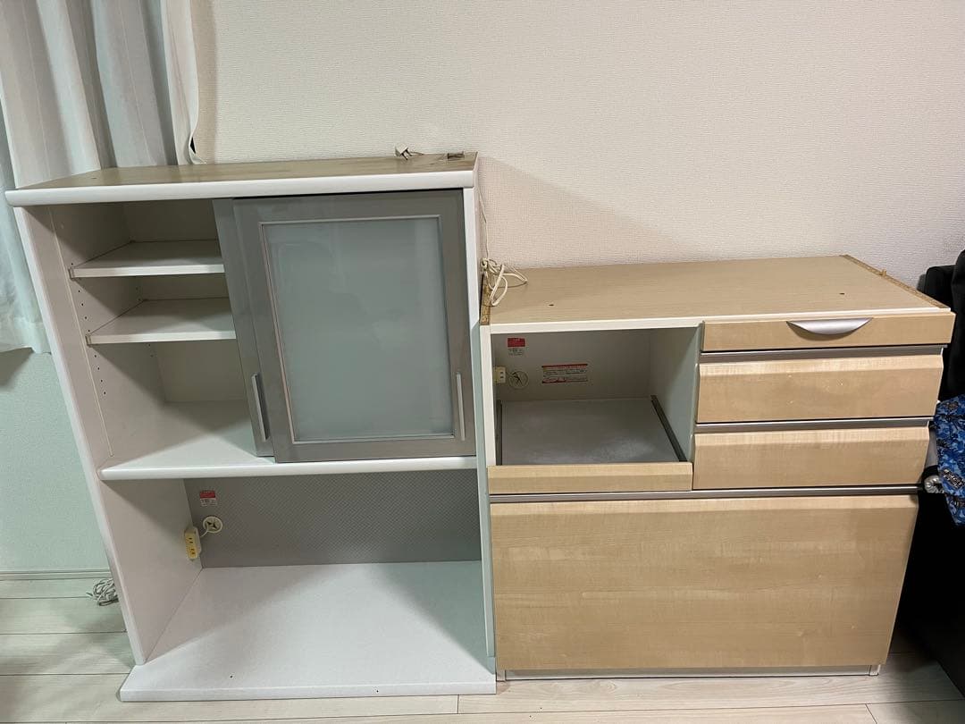 コンパクトキッチンカウンター ホワイト・ベージュ