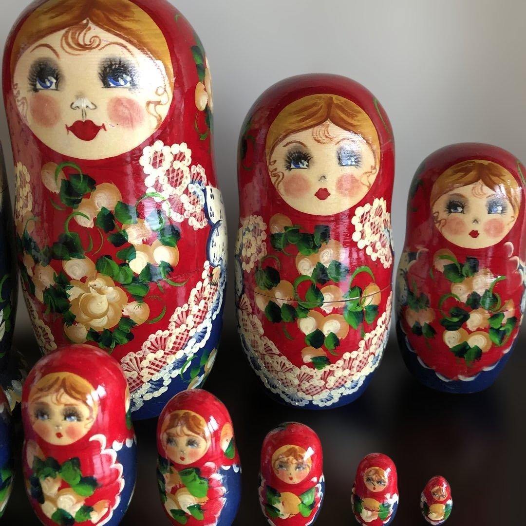 10P マトリョーシカ ロシア ヴィンテージ 作家物*木製 細密 マトリョーシカ