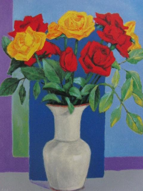 塩田清三郎、【バラ】、希少な大判額装用画集より、美品、日本人画家