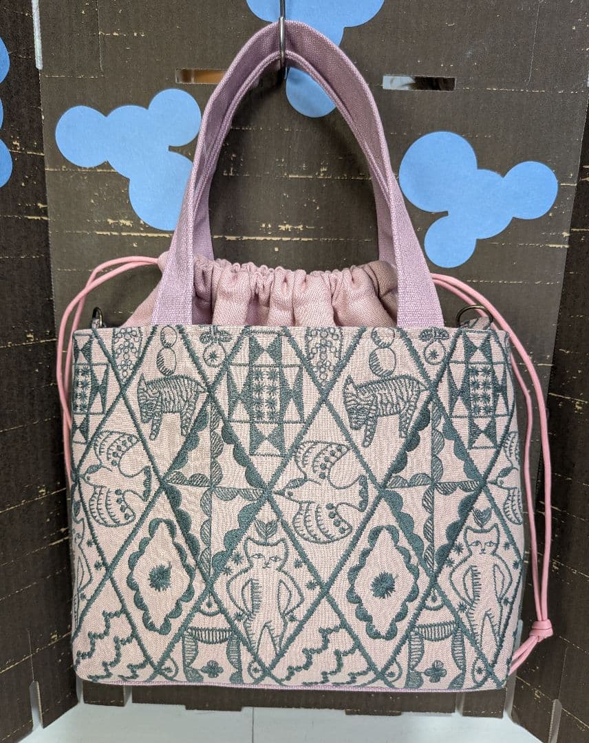 あおり巾着トートバッグ×ミナペルホネンSサイズ