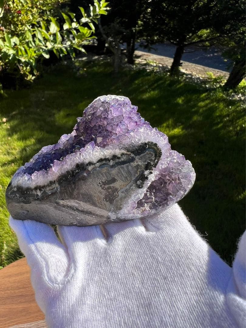 A204 トレジャーメノ 聚宝盆瑪瑙  アメジスト　クラスター2点セット　天然石