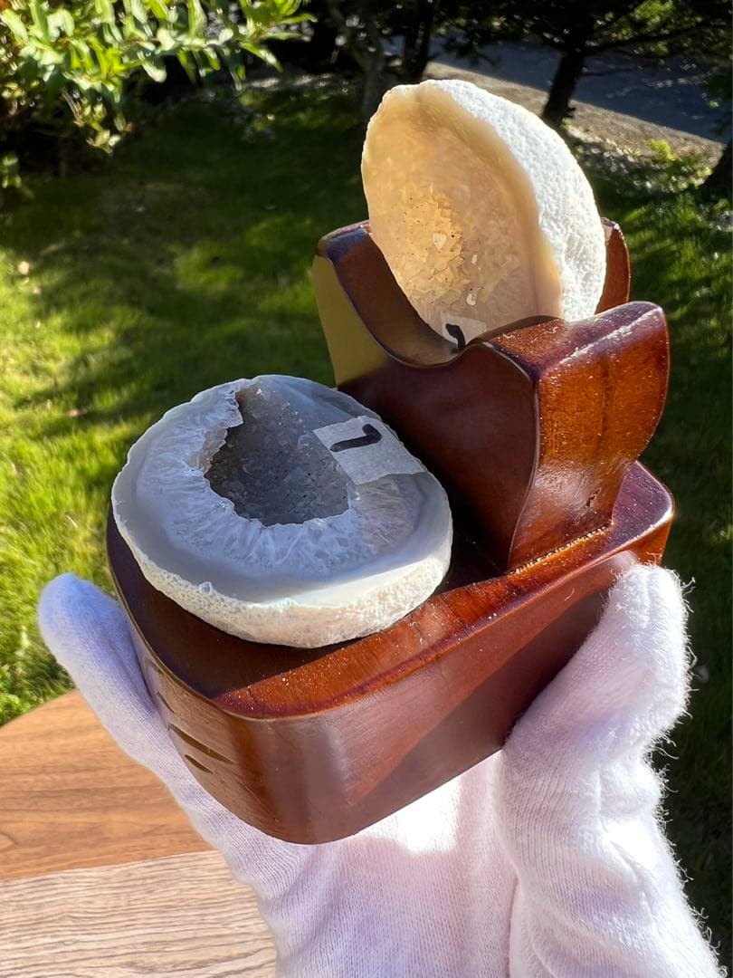 A204 トレジャーメノ 聚宝盆瑪瑙  アメジスト　クラスター2点セット　天然石