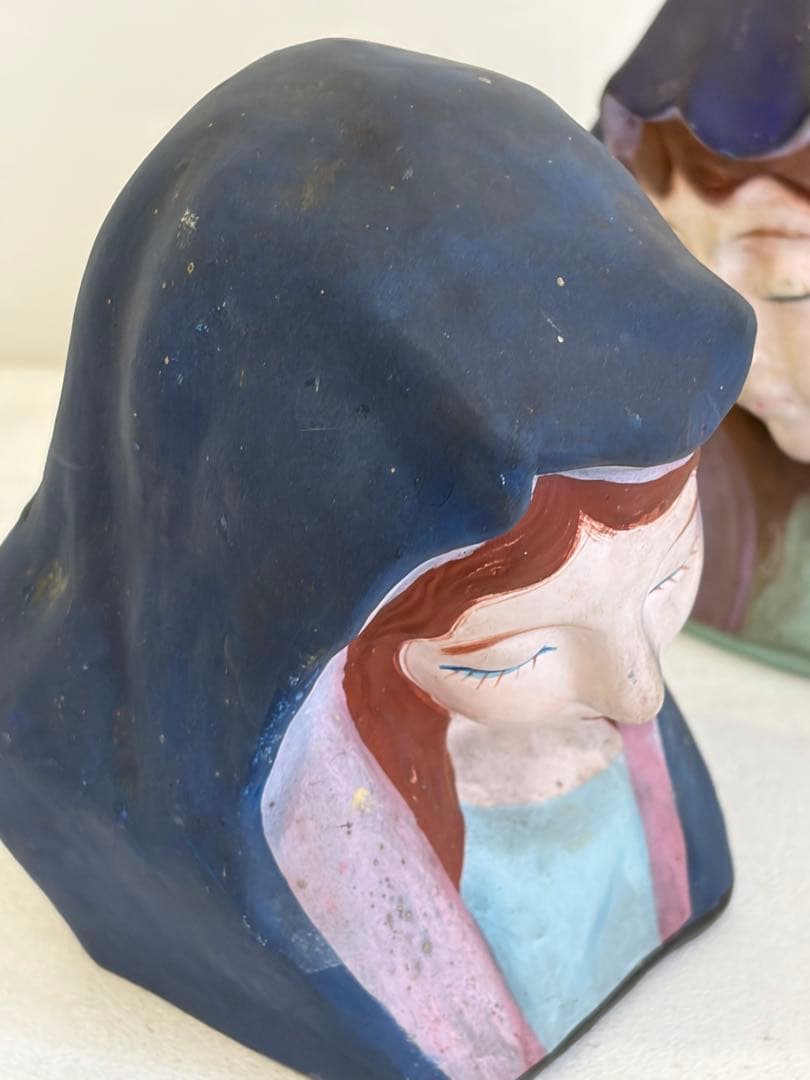 アンティーク　人形　土物　焼き物　姉妹　インテリア　骨董品　一対　オブジェ