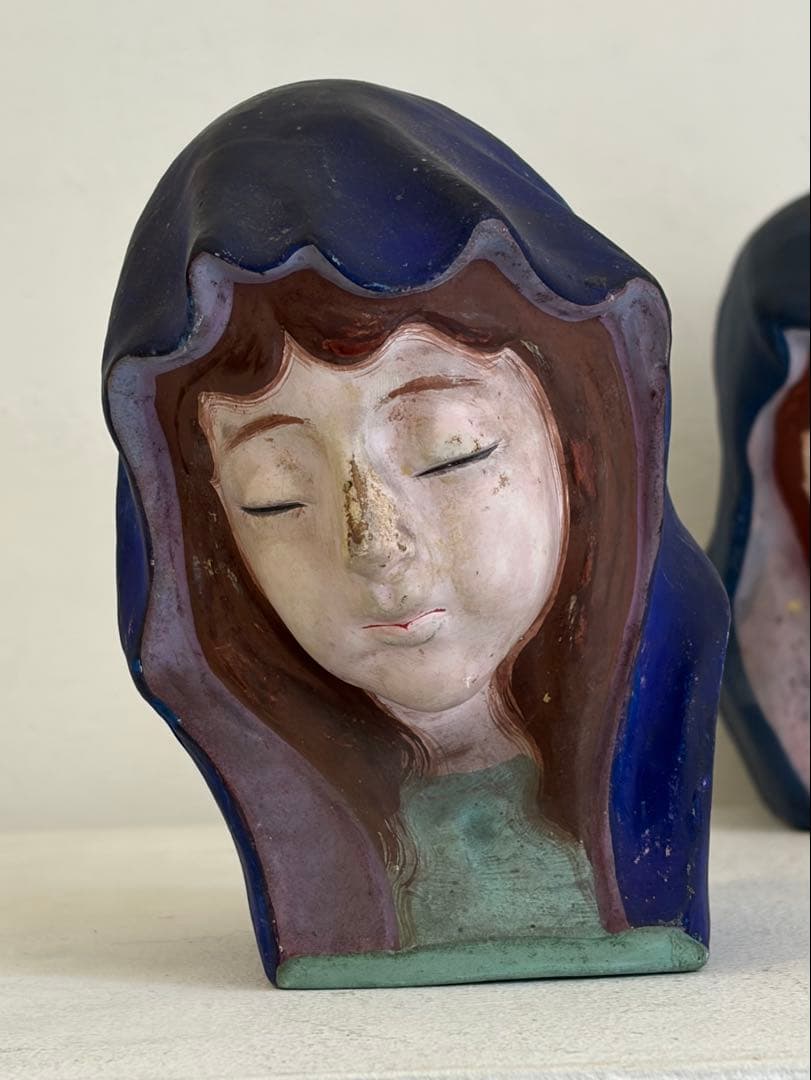 アンティーク　人形　土物　焼き物　姉妹　インテリア　骨董品　一対　オブジェ