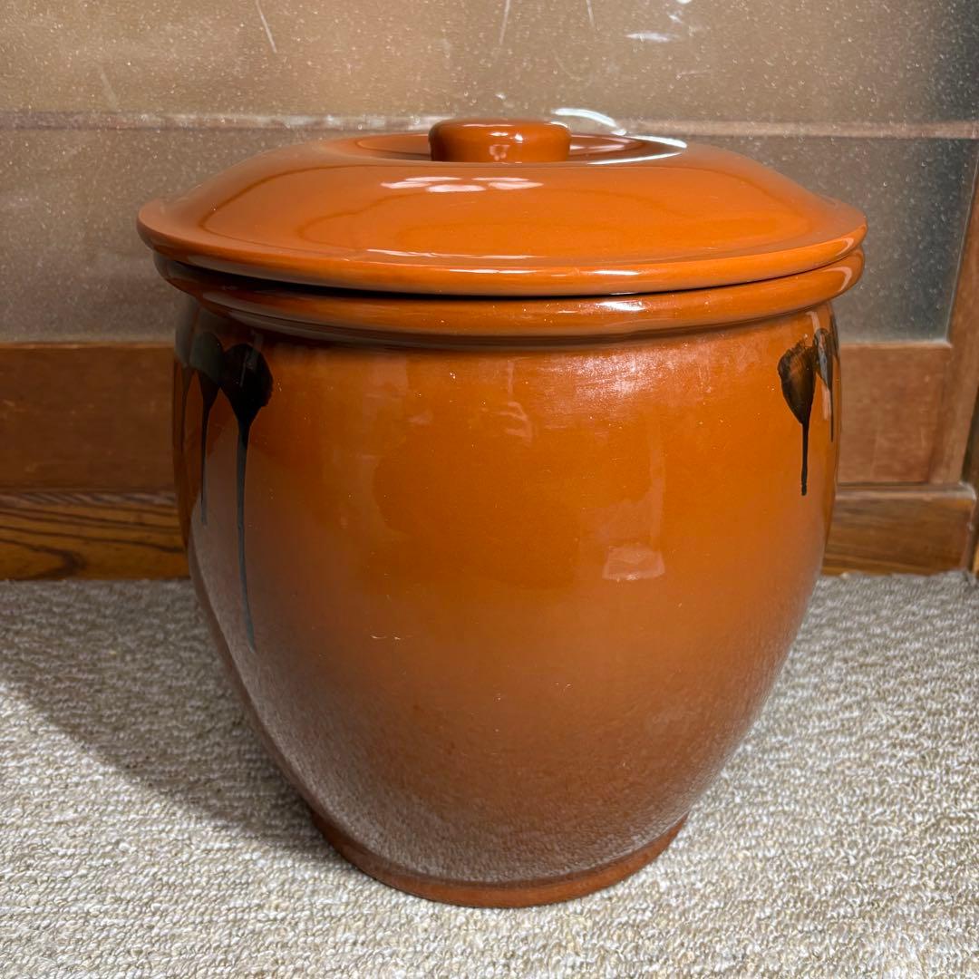 【廃盤・希少】常滑焼 久松窯 丸壺10号 蓋付 漬物容器 味噌 梅干し作り18L