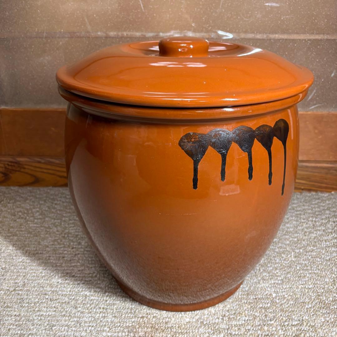 【廃盤・希少】常滑焼 久松窯 丸壺10号 蓋付 漬物容器 味噌 梅干し作り18L