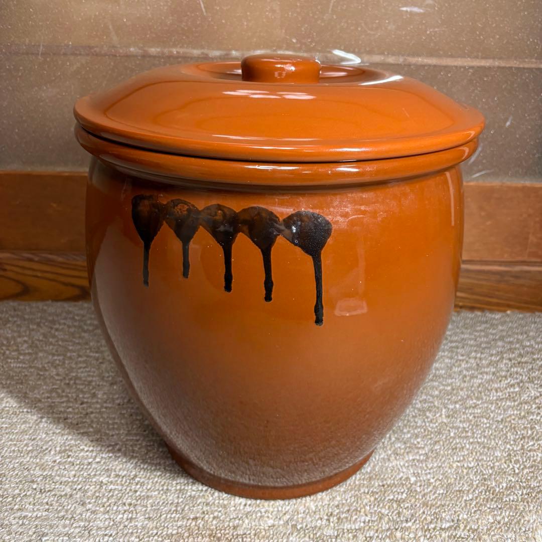 【廃盤・希少】常滑焼 久松窯 丸壺10号 蓋付 漬物容器 味噌 梅干し作り18L