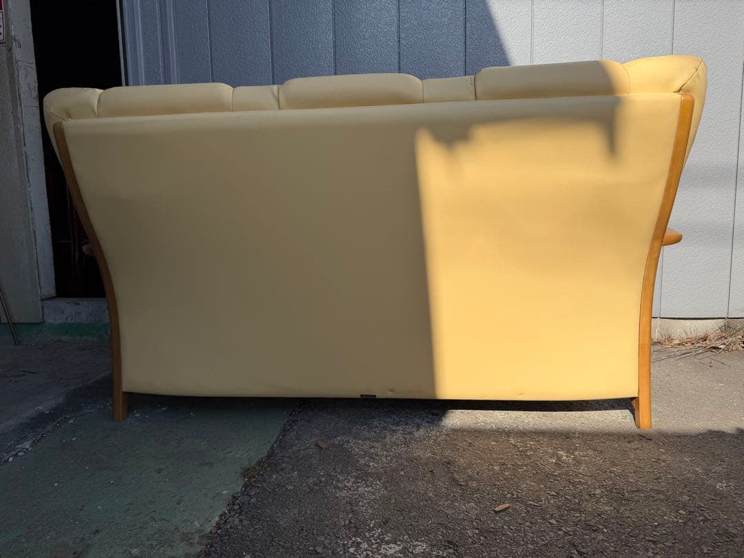 カリモク 本革 3P ソファ 3人掛け ハイバック 茨城県 引取可