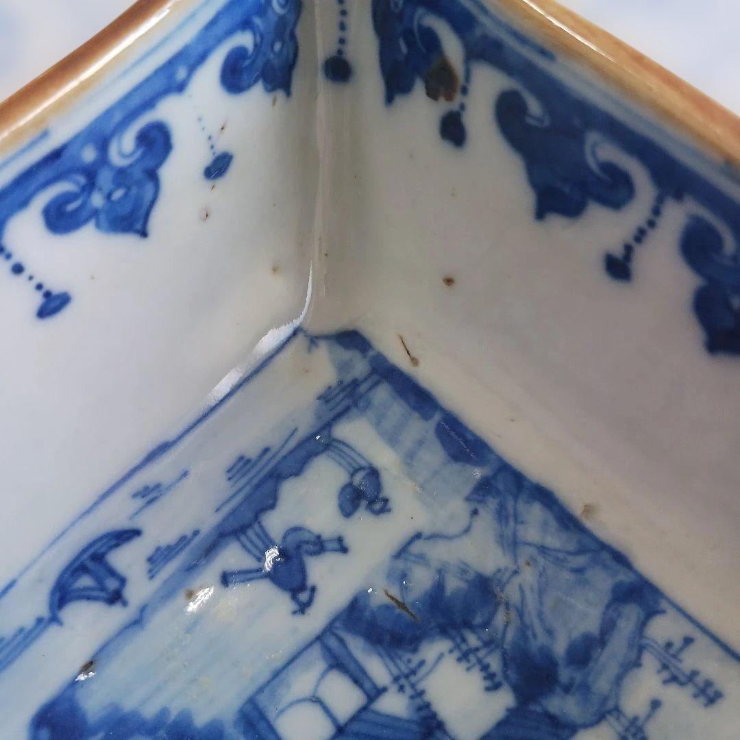 アンティーク　清朝道光年製 青白磁風景皿