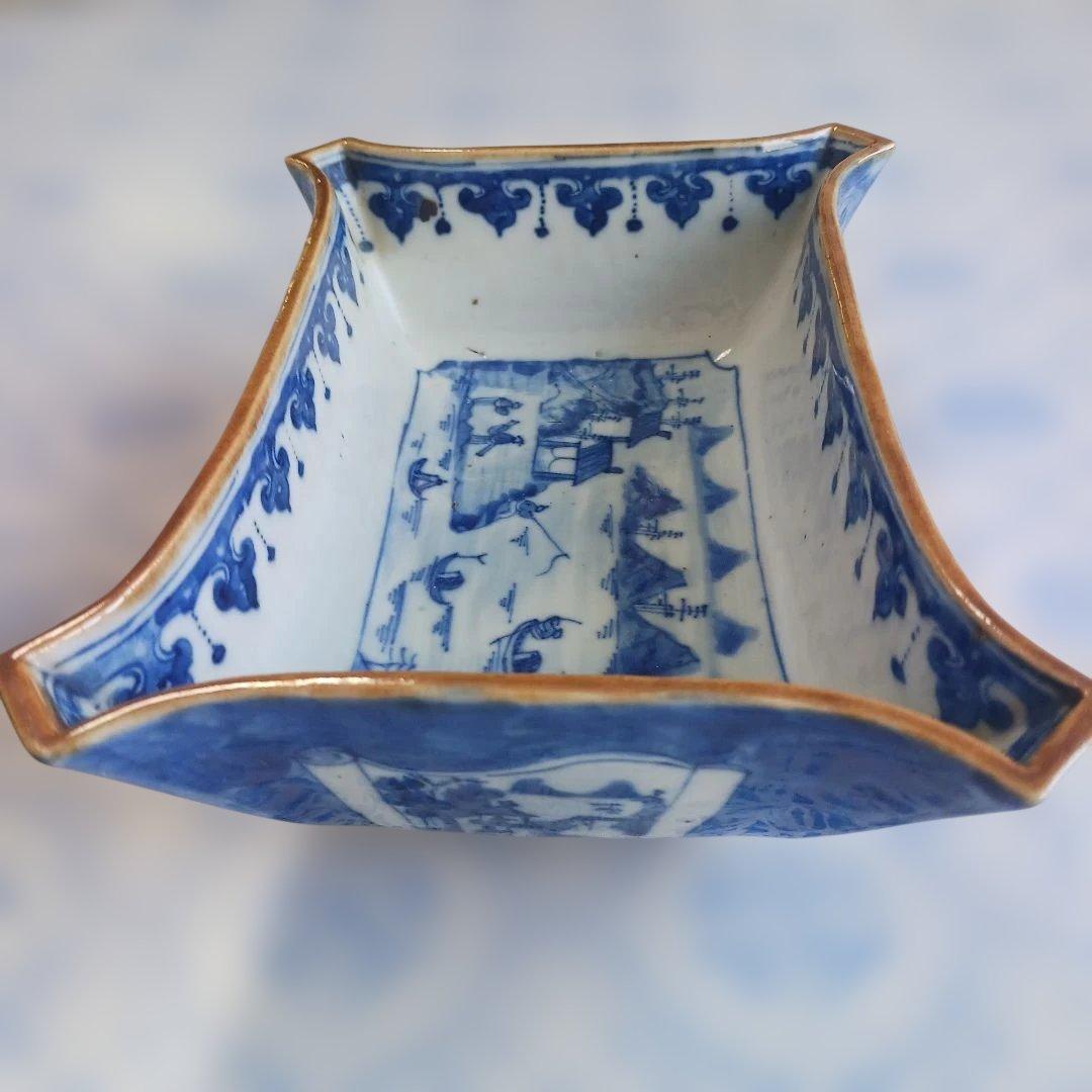 アンティーク　清朝道光年製 青白磁風景皿