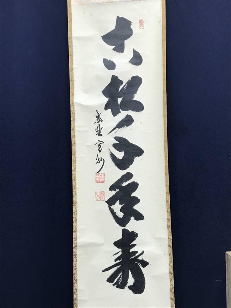 大徳寺/紫野/長谷川寛州/一行書/古松千年寿/禅語/掛軸/名家伝来/AC-778