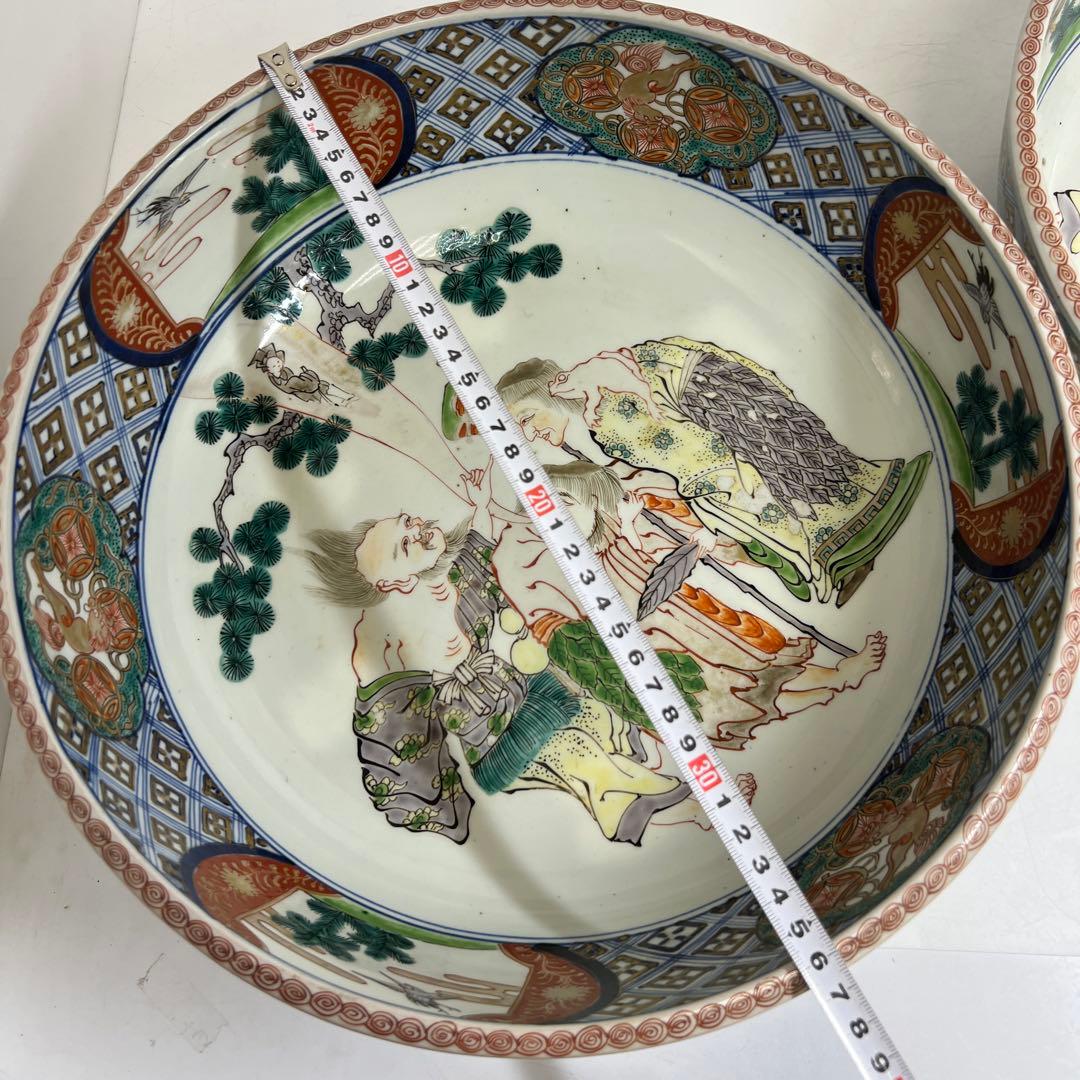 古伊万里　染錦大鉢2点　口径36.8/34.5㎝　東Y8-0319②