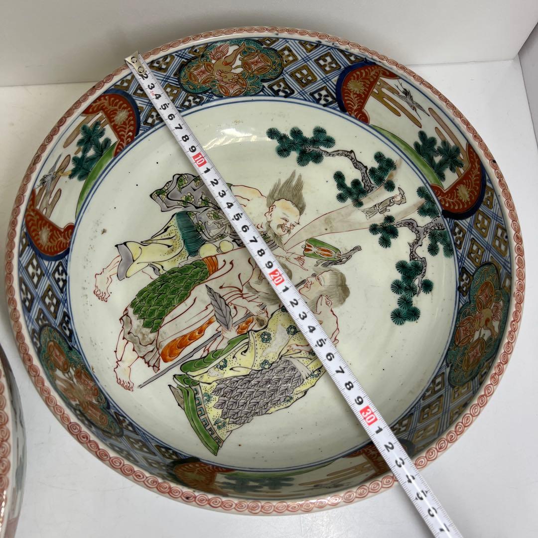 古伊万里　染錦大鉢2点　口径36.8/34.5㎝　東Y8-0319②