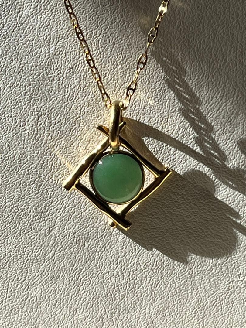 Ｋ１８天然石翡翠ペンダントトップ&イアリング　アトリエ「之」