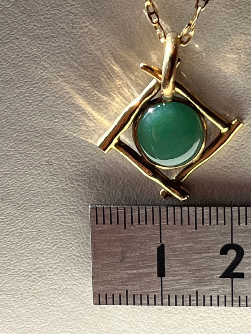 Ｋ１８天然石翡翠ペンダントトップ&イアリング　アトリエ「之」