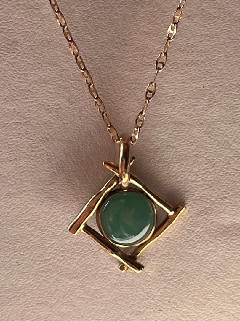 Ｋ１８天然石翡翠ペンダントトップ&イアリング　アトリエ「之」