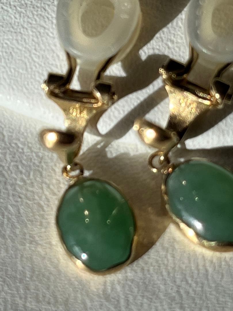 Ｋ１８天然石翡翠ペンダントトップ&イアリング　アトリエ「之」