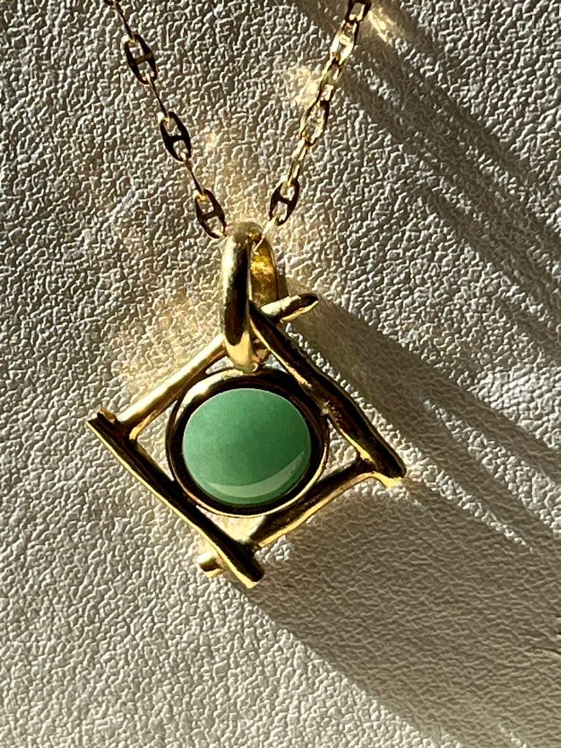 Ｋ１８天然石翡翠ペンダントトップ&イアリング　アトリエ「之」