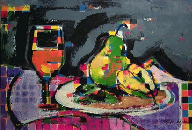 油絵 菅家令子 絵 絵画インテリア額付(黒) uF6-062204 静物 ワイン