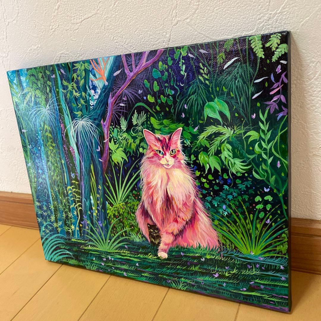 絵画　猫の絵　子猫　ジャングルの絵