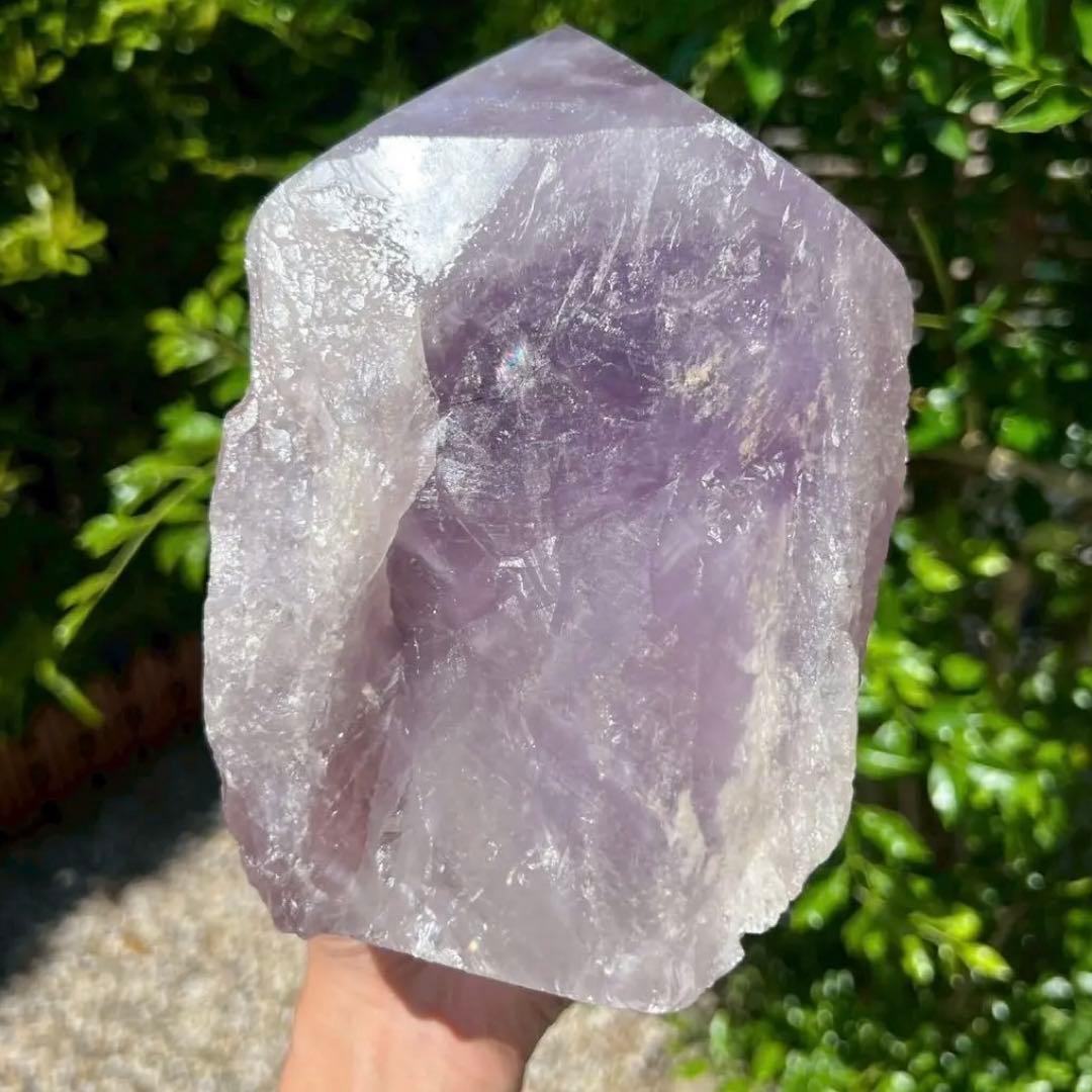✳️逸品✨最強浄化、最高安眠効果✨レインボー アメジスト 六角柱 天然石 ランプ