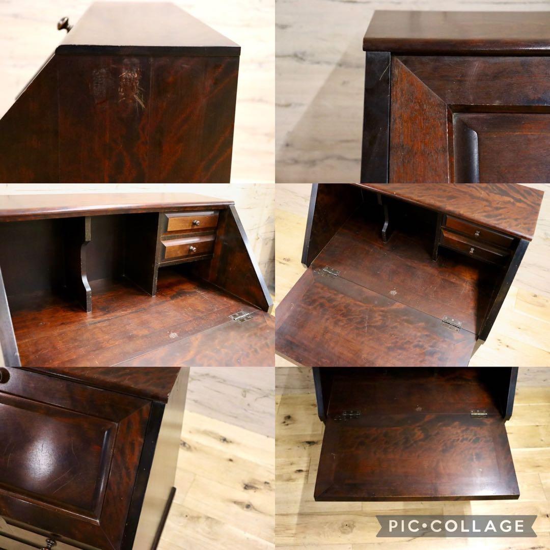 GMHS263○北海道民芸家具 座ビューロー ライティングビューロー 書斎机 デ