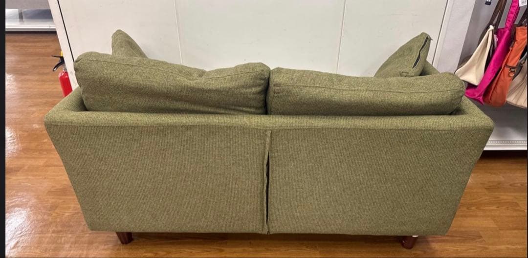 ニトリ　ファブリックソファLOWYEN 2人掛けソファ グリーン 布製