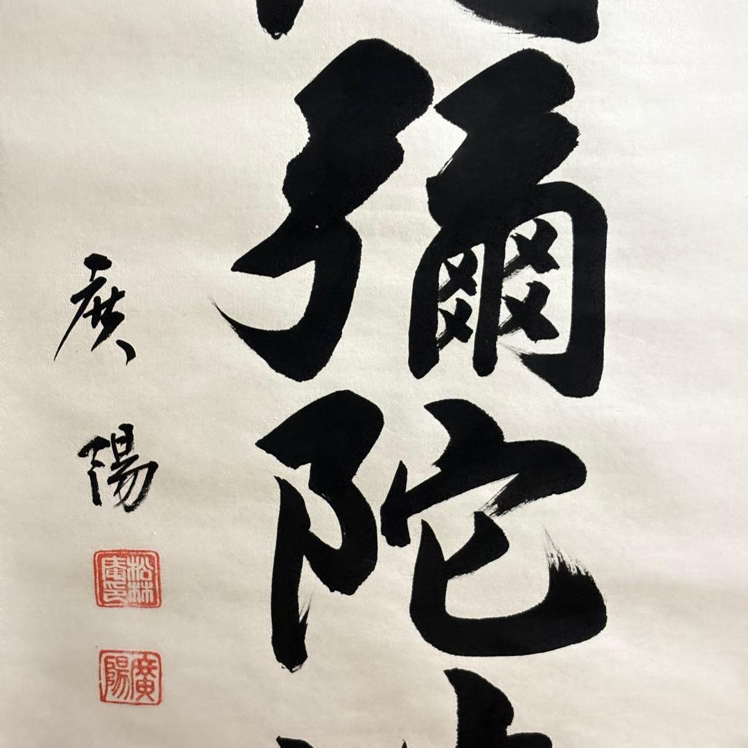 六字名号 南無阿弥陀仏 服部廣陽 掛軸 共箱 書 紙本 BZ-3