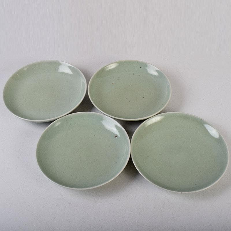 伊万里焼　古伊万里　青磁皿　四客　N　8578