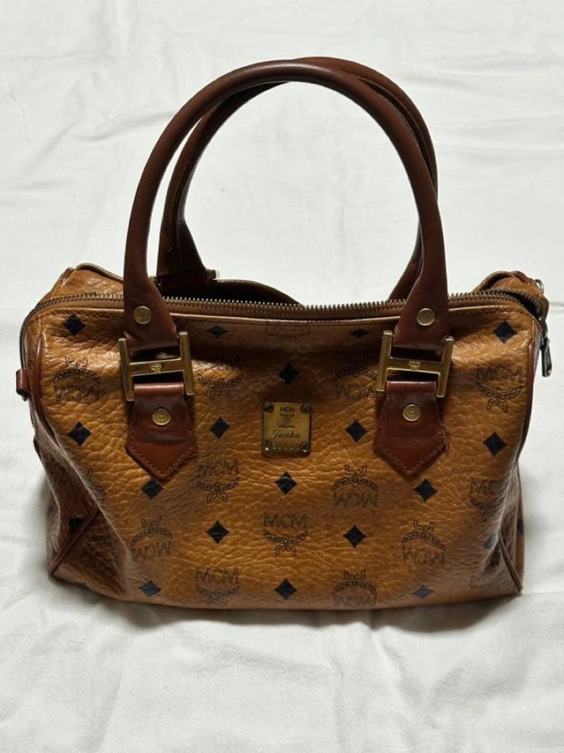 MCM ミニボストンバッグ ブラウン レザー ハンド