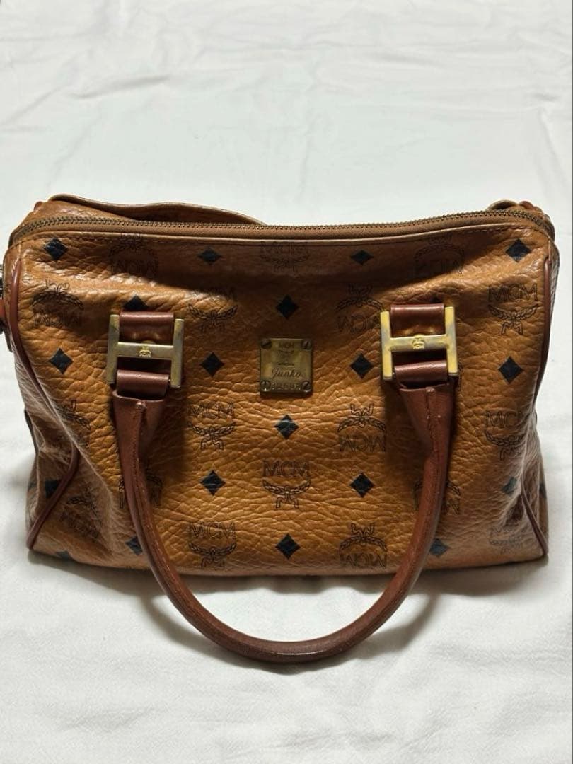 MCM ミニボストンバッグ ブラウン レザー ハンド