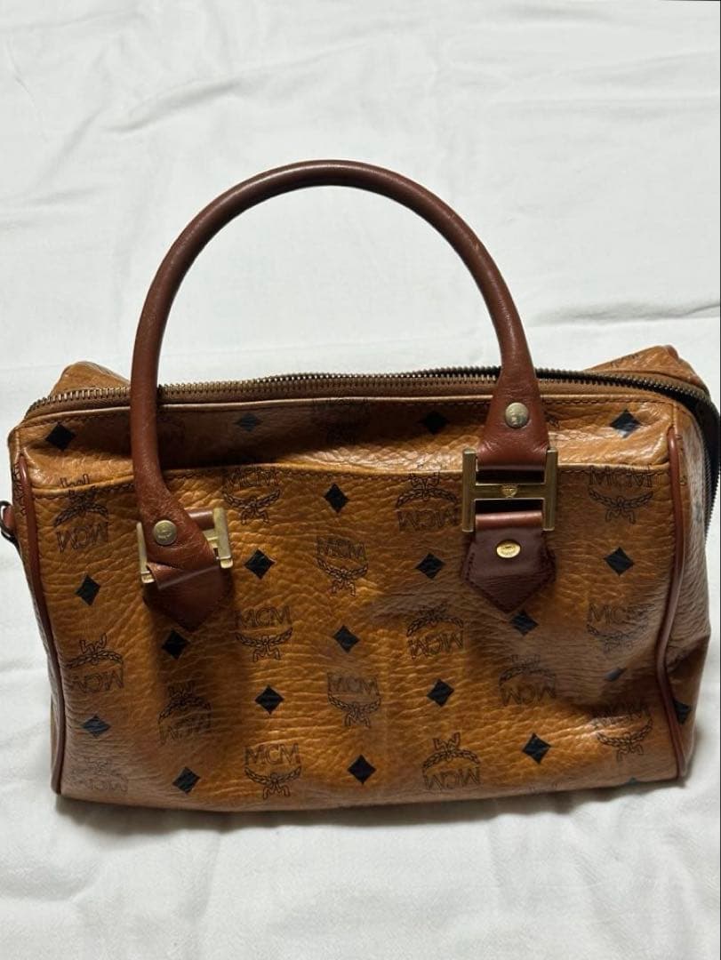 MCM ミニボストンバッグ ブラウン レザー ハンド