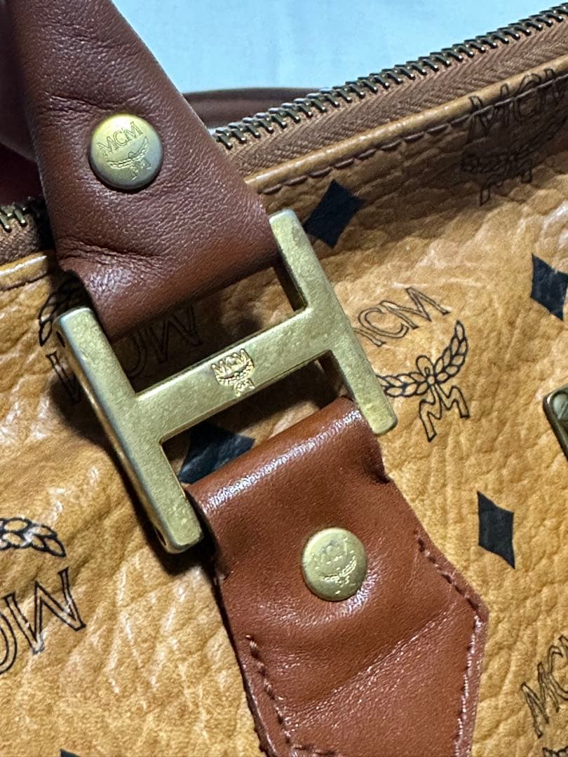 MCM ミニボストンバッグ ブラウン レザー ハンド