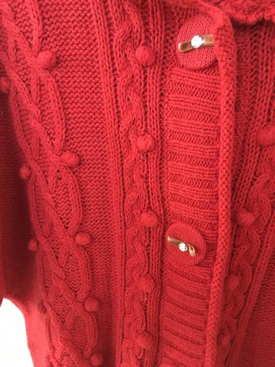 フランシュリッペ・半袖赤ニットカーディガン