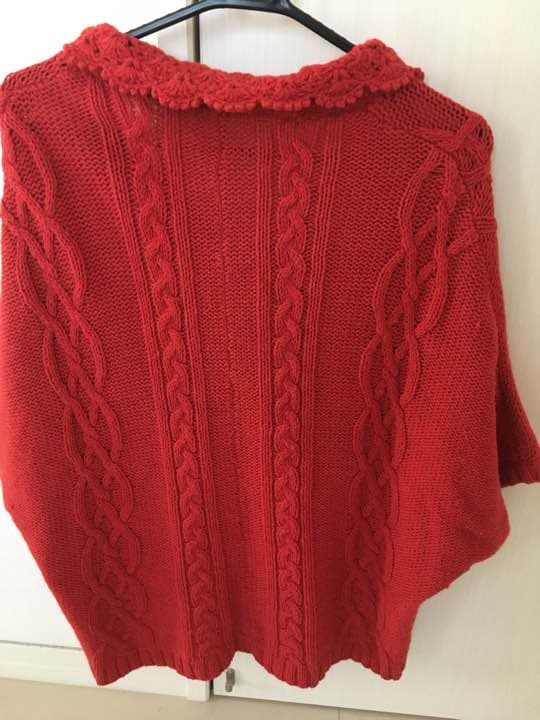 フランシュリッペ・半袖赤ニットカーディガン