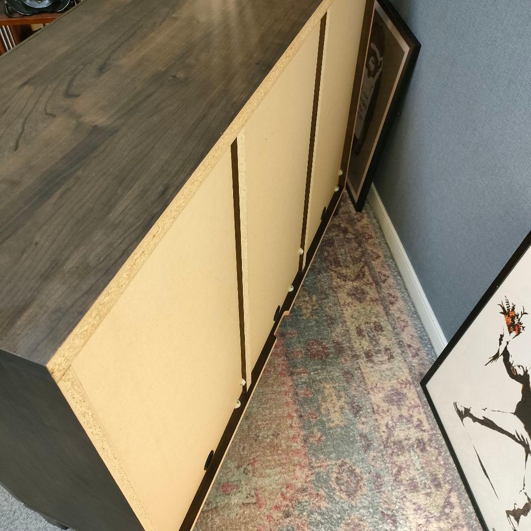 【ゴン】LOWYA サイドボード ダークブラウン6枚扉プッシュオープン式