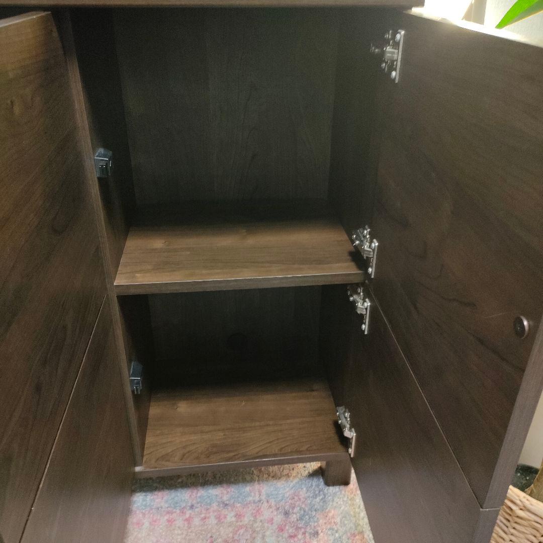 【ゴン】LOWYA サイドボード ダークブラウン6枚扉プッシュオープン式