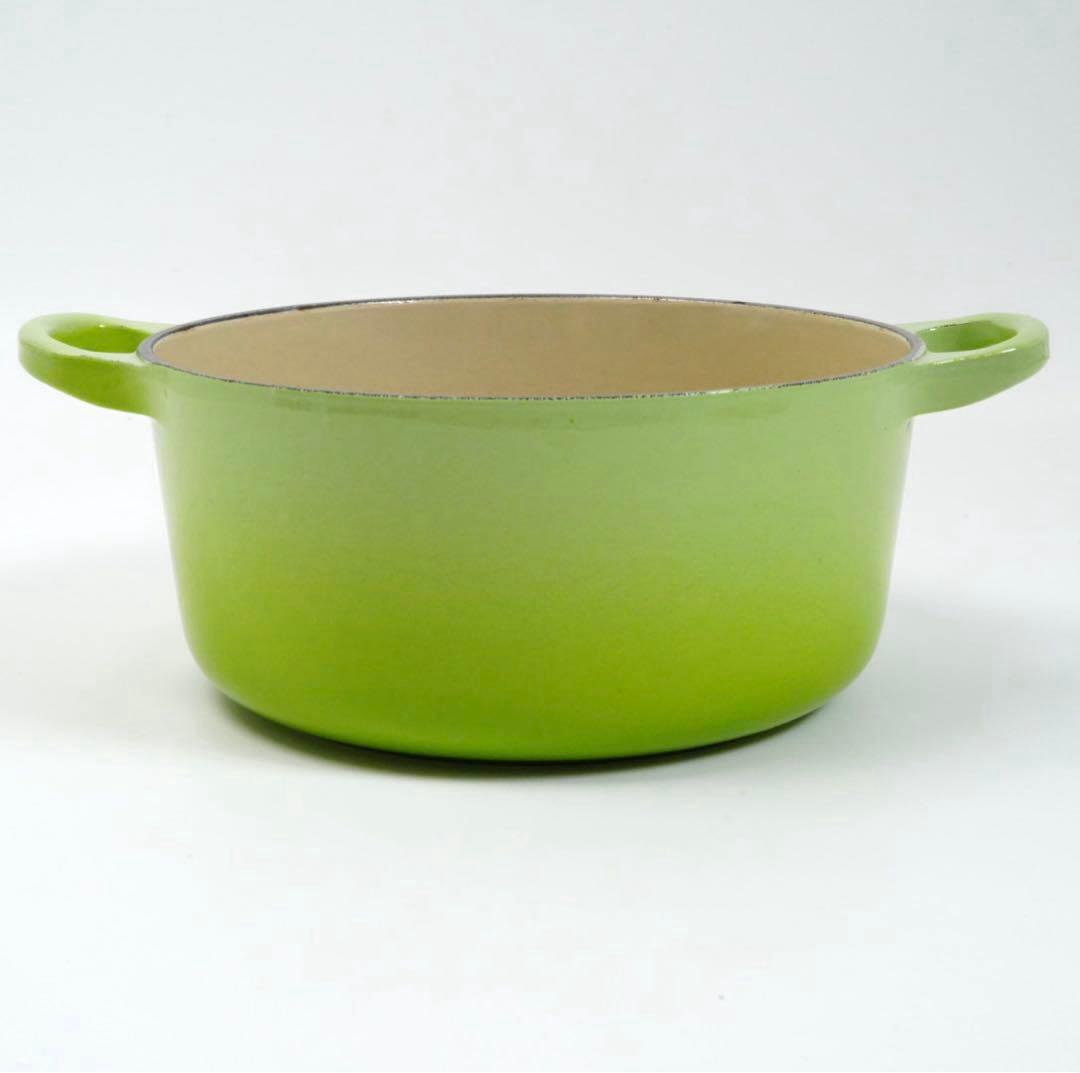 【美品】LE CREUSET　ココット ロンド フルーツグリーン　18cm