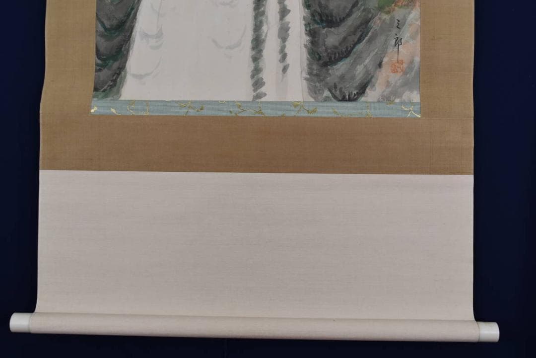 【真作】町永三郎/秋色箕面滝/掛軸☆宝船☆AA-955