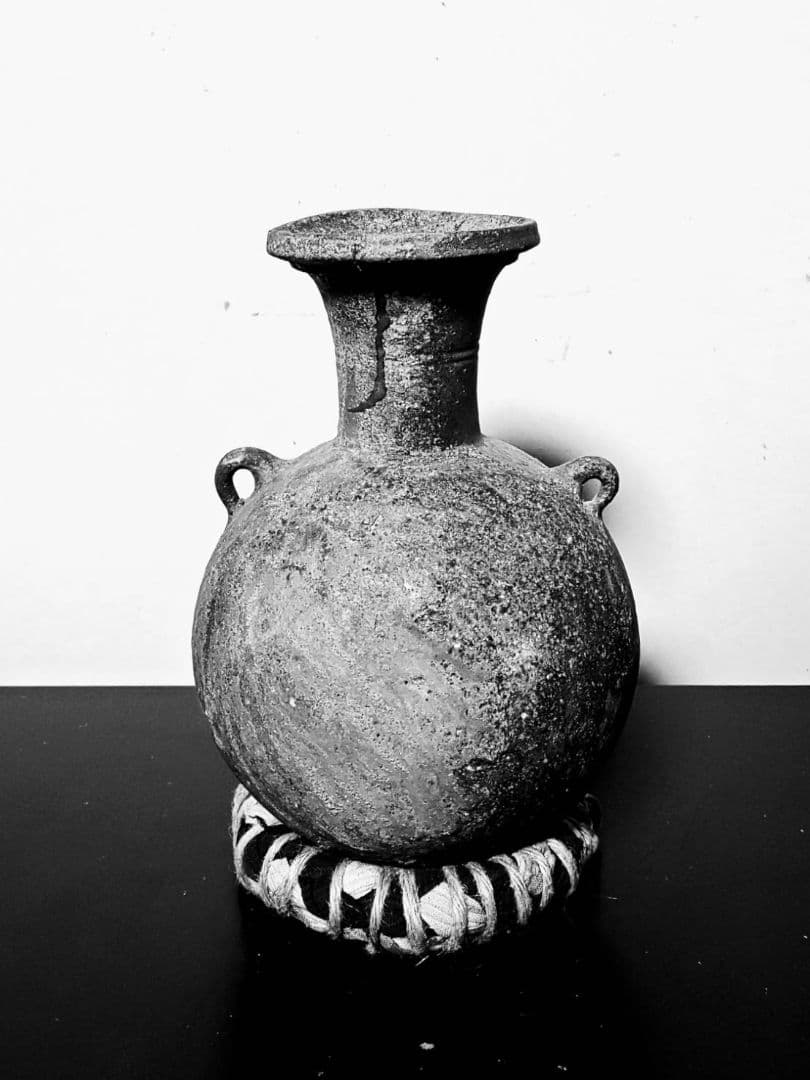 【３月２２日まで限定価格】赤上がりの須恵器フラスコ瓶　珍品稀品　古美術　花呼ぶ器