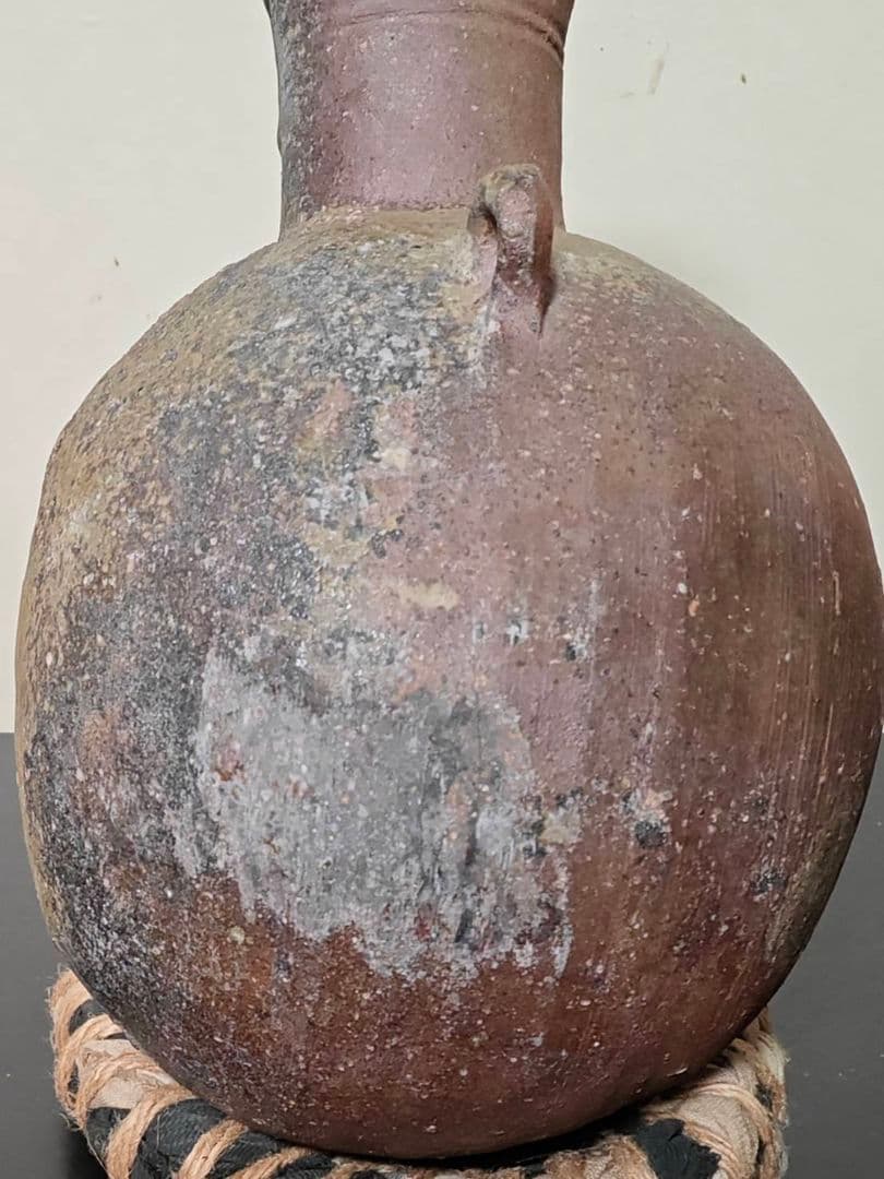 【３月２２日まで限定価格】赤上がりの須恵器フラスコ瓶　珍品稀品　古美術　花呼ぶ器