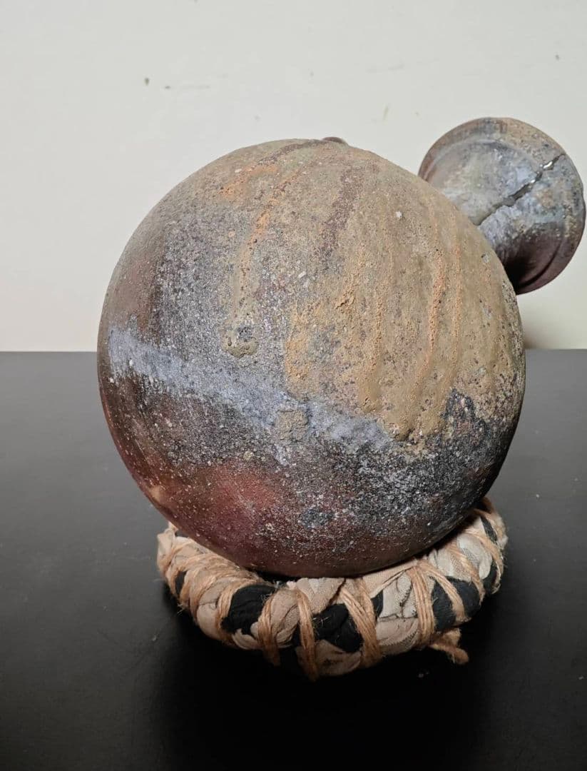 【３月２２日まで限定価格】赤上がりの須恵器フラスコ瓶　珍品稀品　古美術　花呼ぶ器