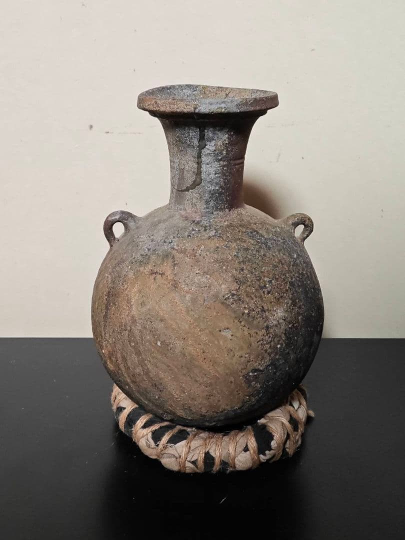 【３月２２日まで限定価格】赤上がりの須恵器フラスコ瓶　珍品稀品　古美術　花呼ぶ器